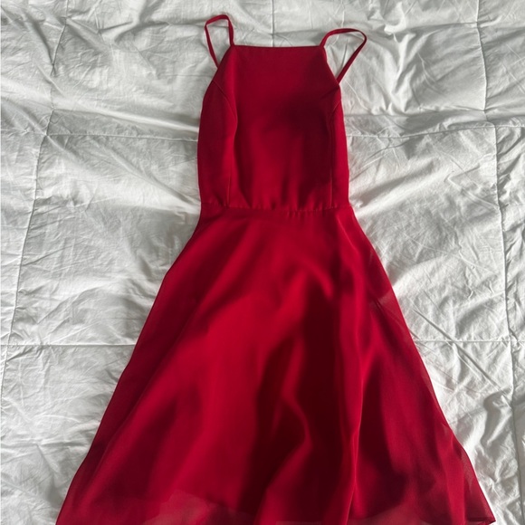 Lulus Red Fit & Flare Mini Dress - XS - High Neck, Open Back - Picture 1 of 15